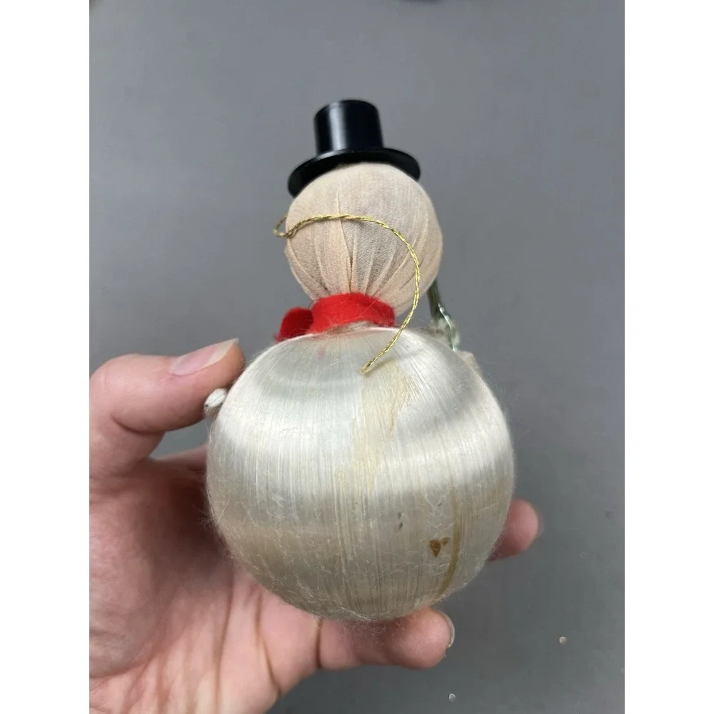 Vintage Christmas Ornament‎ Snowman And Santa Satin Ball Figure 1970's